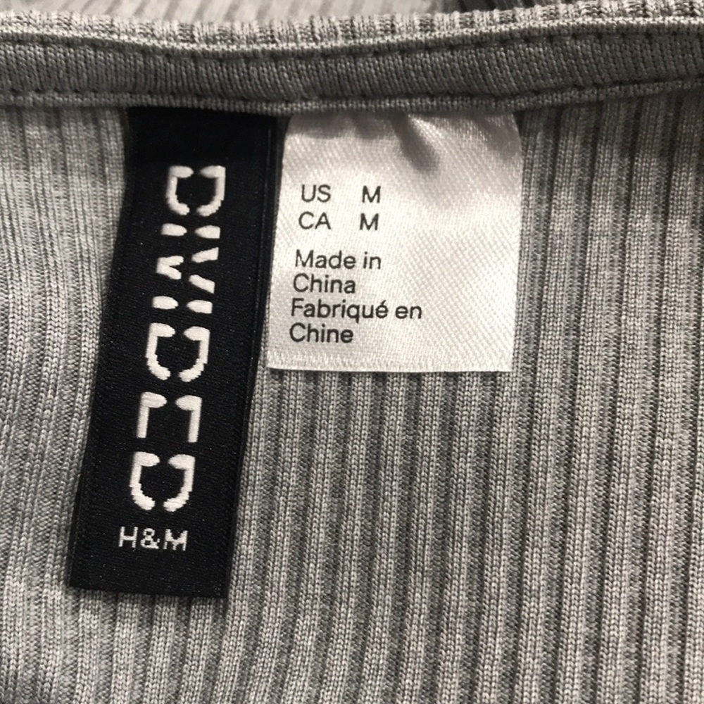 DIVIDED BY H&M WOMNE'S LONG SLEEVE PUFF SHOULDER DRESS GRAY SIZE MEDIUM - Picture 4 of 5